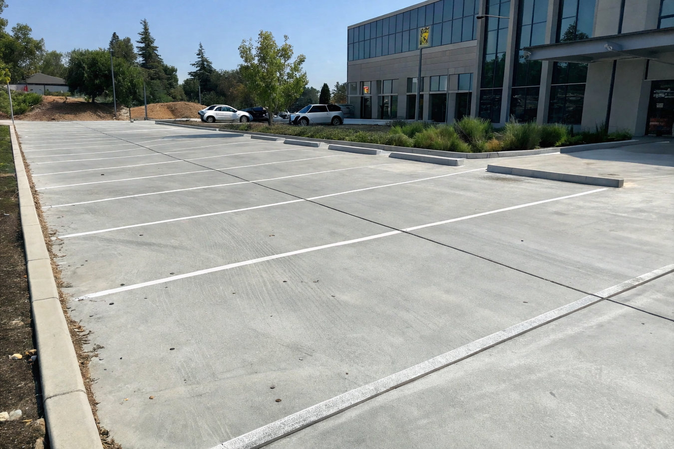 Concrete parking lot building